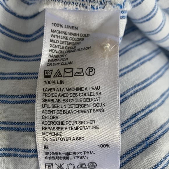 Tommy Bahama white linen w blue stripes medium weight shirt generous fit EUC - Picture 10 of 10
